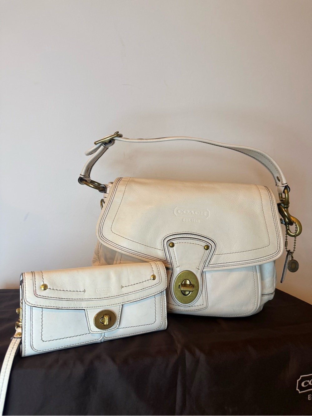 Coach (2006) 65th Anniversary Legacy Collection Ali Flap Shoulder Bag- White
